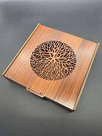 Скринька-купюрниця дерев'яна з фанери із різьбленням для грошей та прикрас Колір яблуня 20х20х4,5см / Скринька-купюрниця дерев'яна