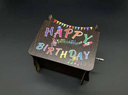 Музична скринька шарманка з темного дерева Happy Birthday 12х10х8см шкатулки з Днем народження / Музична скринька шарманка з