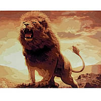 Картина по номерам Strateg ПРЕМИУМ Сила и мощь льва с лаком размером 40х50 см (SY6593)