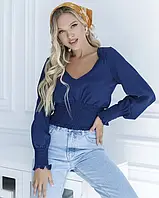 Блуза женская модная темно-синяя