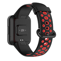 Силиконовый ремешок для часов Mi Watch 2 Lite / Redmi Watch 2 с перфорацией ремешки ми вотч 2 лайт / редми 2 Черный Красный