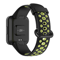 Силиконовый ремешок для часов Mi Watch 2 Lite / Redmi Watch 2 с перфорацией ремешки ми вотч 2 лайт / редми 2 Черный Салатовый