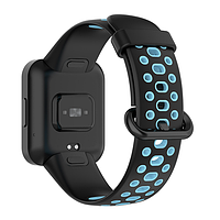 Силиконовый ремешок для часов Mi Watch 2 Lite / Redmi Watch 2 с перфорацией ремешки ми вотч 2 лайт / редми 2 Черный Синий