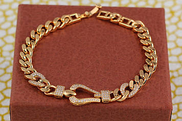 Браслет Xuping Jewelry панцирний ремінь з камінцями 20 см 15 мм золотистий