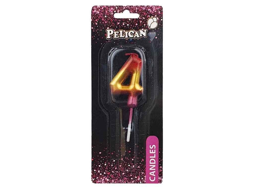 Свiчка для торта цифра 4 РАЙДУЖНА 4,5 см 864 564 ТМ PELICAN, фото 1