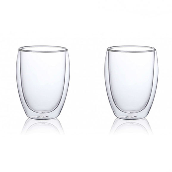 Скляна чашка із подвійними стінками Con Brio СВ-8335-2, 2шт, 350мл | Набір склянок з HG-437 подвійними стінками