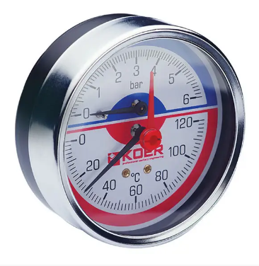 Термо-манометр аксіальний (KOER KM.812A) (0-6 bar), D=80мм, 1/2" (KR0220)