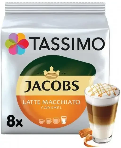 ОРИГІНАЛ! Кава в капсулах Tassimo Jacobs Latte Macchiato Caramel 16 капсул (8 порц) Tassimo Caramel, Tassimo Caramel-latte