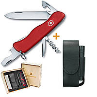 Комплект Нож Victorinox Picknicker 0.8353 + Кожаный чехол + Фонарь