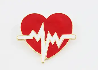 Брошка унісекс BROCHE біжутерія з емаллю Медицина Серце кардіологія Червона (111407)