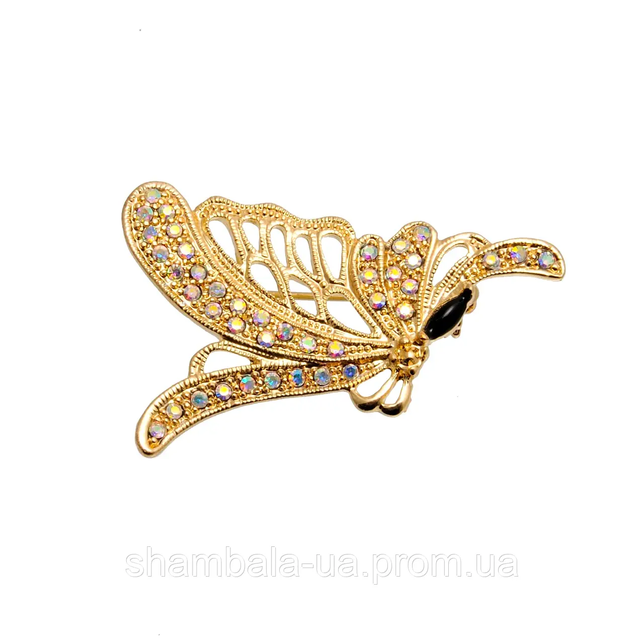 Брошка Fashion Jewerly "Gold butterfly in stones" (048741)
