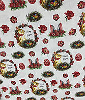Ткань для скатерти тефлон хлопок пасхальная кролики