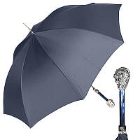 Зонт-трость Pasotti Leone Silver Stripes Dark blue синий с серебристой ручкой Лев