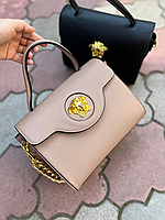 Женская кожаная брендовая сумка Versace Версаче черная, женские модные сумки, брендовые сумки бежевый