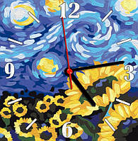 Картина по номерам часы ArtStory Звездная ночь (ASG020) 30 х 30 см (Без коробки)