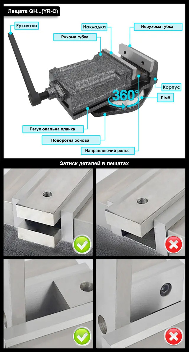 Поворотні верстатні лещата QH125 (YR-C)