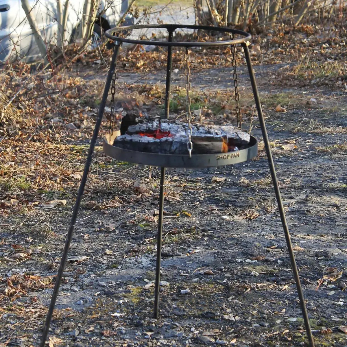 Підвіска для вогню на високих суцільних ніжках, висота цілих ніжок 1 м, під садж сковороду з диска борони 40 см