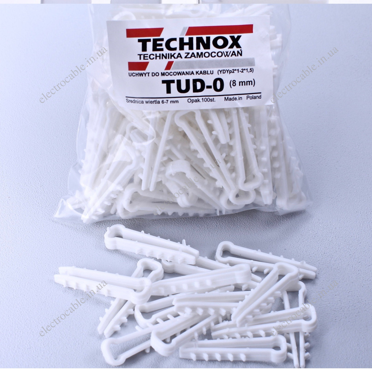Кріплення дюбель-ялинка TUD0 (8мм) плоский, білий, фото 1
