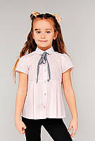 Блуза школьная для девочки со складами розовая