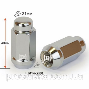 Гайка колісна 911973 Cr M14X2,00 Хром висота 48 мм Конус із виступом., закр., кл.21мм, фото 1