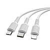 Кабель 3в1 MicroUSB (Android) + Type-C (Android) + Lightning (iPhone) 3in1 BOROFONE BX16 Білий, фото 3