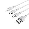 Кабель 3в1 MicroUSB (Android) + Type-C (Android) + Lightning (iPhone) 3in1 BOROFONE BX16 Білий, фото 4