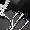 Кабель 3в1 MicroUSB (Android) + Type-C (Android) + Lightning (iPhone) 3in1 BOROFONE BX16 Білий, фото 6