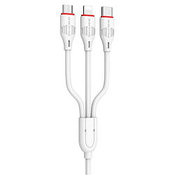 Кабель 3в1 MicroUSB (Android) + Type-C (Android) + Lightning (iPhone) 3in1 BOROFONE BX17 Білий