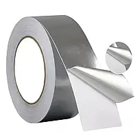 Алюмінієвий фольгований металізований скотч, самоклеюча акрилова високотемпературна стрічка з фольги 48мм*10м, алюминий