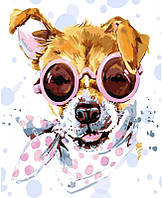 Картина по номерам Собака в очках Strateg с лаком 30х40 см, SS-6423
