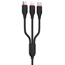 Кабель 3в1 MicroUSB (Android) + Type-C (Android) + Lightning (iPhone) 3in1 BOROFONE BX17 Чорний