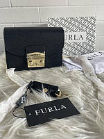 Женская кожаная черная сумка furla metropolis