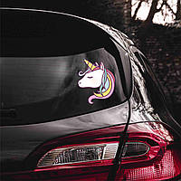 Наклейка на автомобіль "Unicorn. Єдиноріг з кольоровою гривою" (колір плівки на вибір клієнта) з оракалу