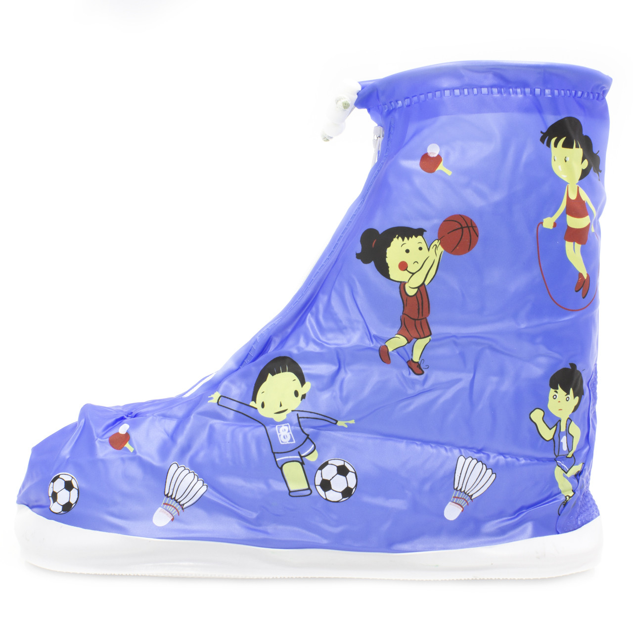 У Нас: Детские резиновые бахилы Lesko Спорт синий 20.2 см на обувь от дождя и грязи на змейке и затяжках -OK - фото 2 - id-p1805428764
