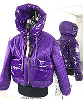 Демисезонная короткая куртка-жилет для девочки подростка Blazze фиолетовая 152