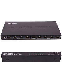 Комутатор HDMI 1x8 порта, 4K, 3D, спліттер, розгалужувач