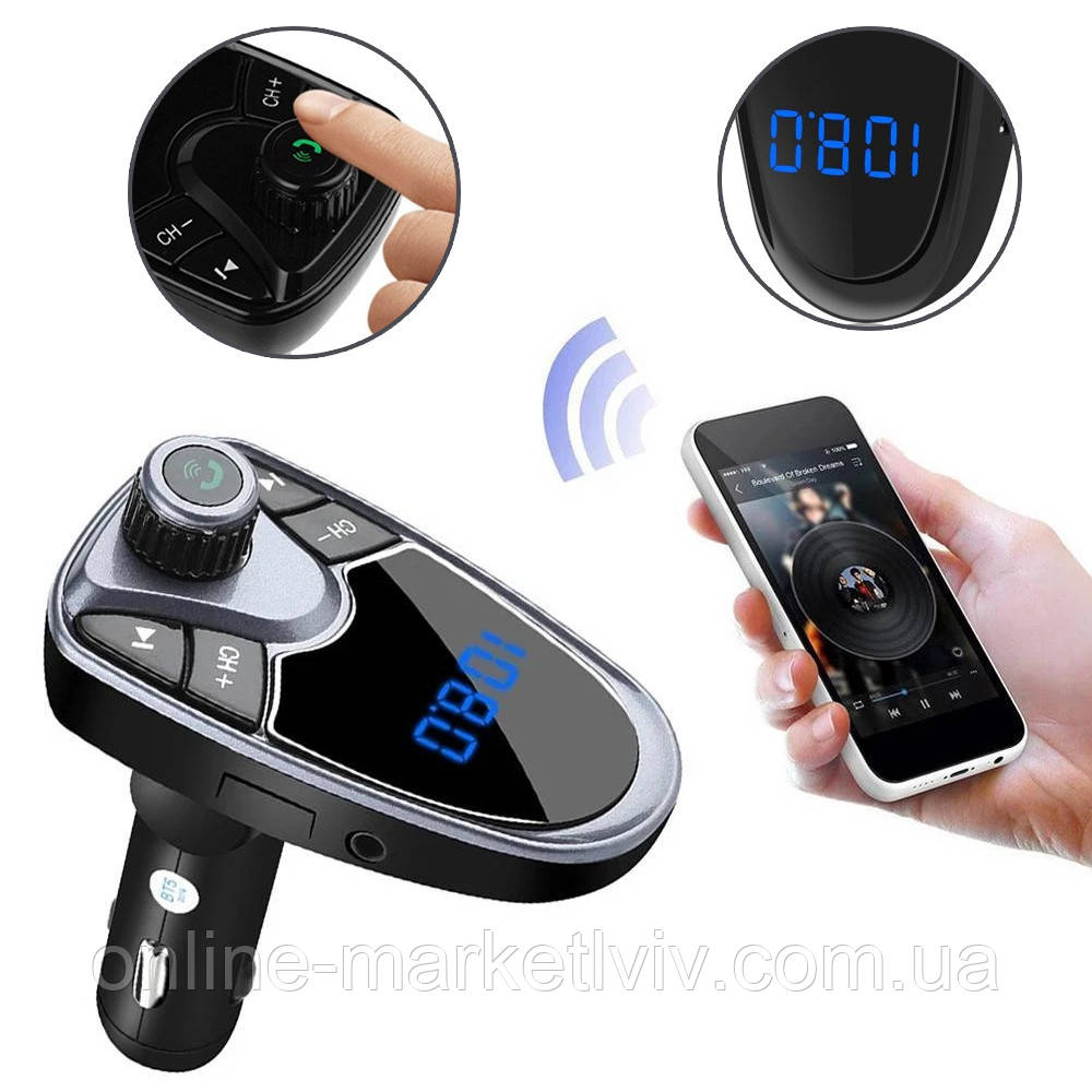 Автомобільний FM модулятор із Bluetooth M1BT / Трансмітер в машину / ФМ-модулятор, фото 1