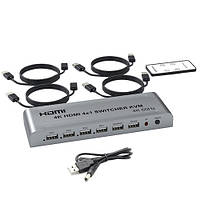 KVM-свіч перемикач, 4 порти, HDMI USB, пульт ДК