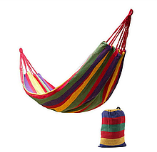 Мексиканський гамак підвісний тканинний для відпочинку 200х80см з чохлом UKC різнобарвний, фото 3