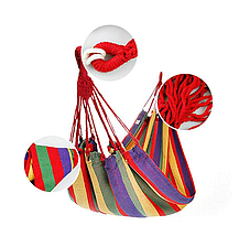 Мексиканський гамак підвісний тканинний для відпочинку 200х80см з чохлом UKC різнобарвний, фото 4