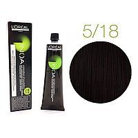 Крем-краска для волос L'Oreal Professionnel INOA Mix 1+1 №5/18 Светлый шатен пепельный мокка 60 мл