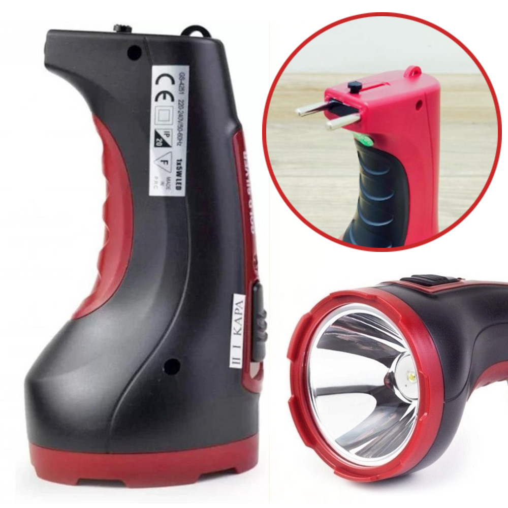 Міцний світлодіодний ліхтар 5Вт, Gold SilverGS-4251, Червоний / Ручний акумуляторний ліхтарик із зарядкою від мережі, фото 1