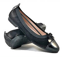 Женские балетки черные лаковые, туфли лодочки повседневные (размер: 40)