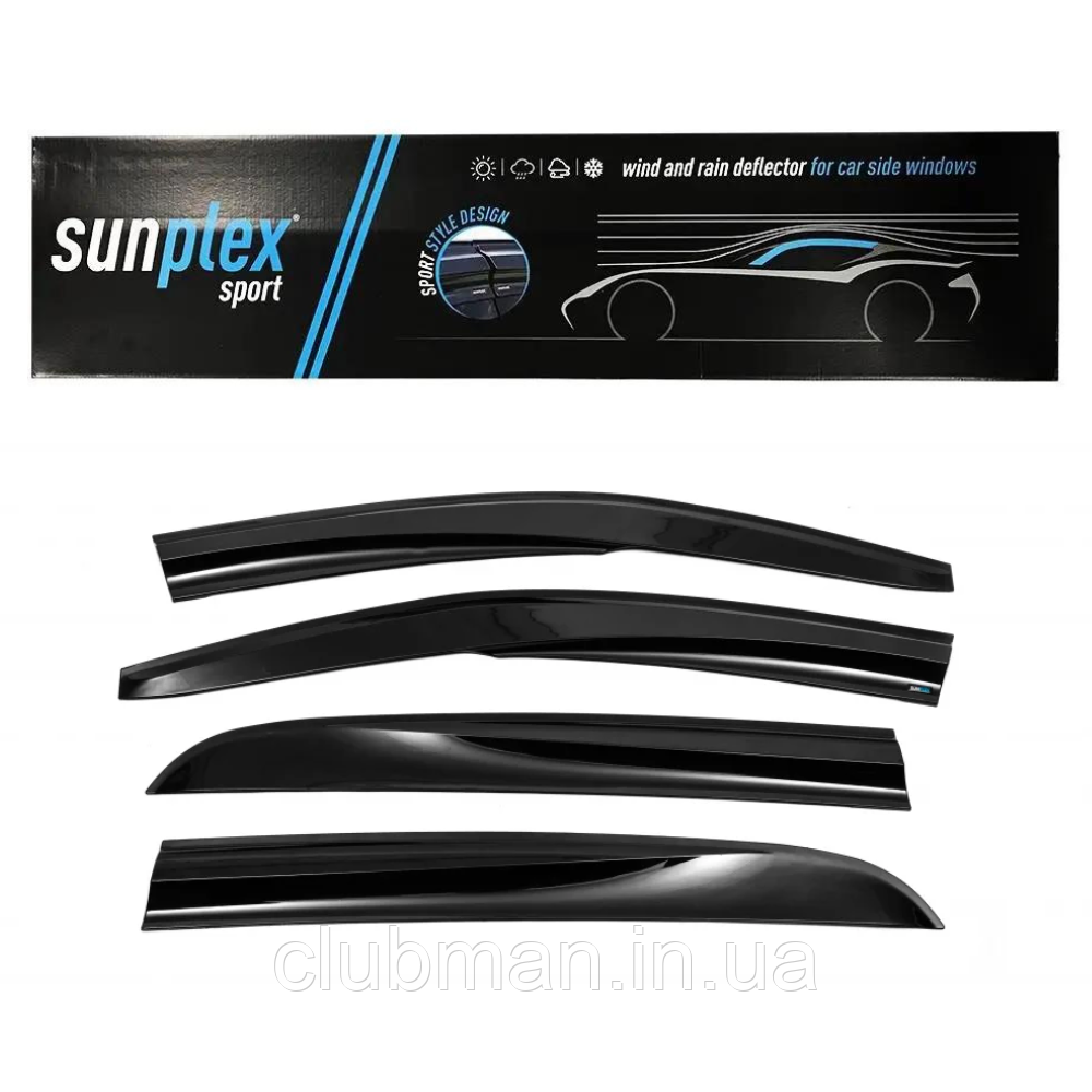 Дефлектор на вікна (вітровики) PEUGEOT (Пежо) 301 2012-2023 Sunplex Sport (компл. 4 шт.)