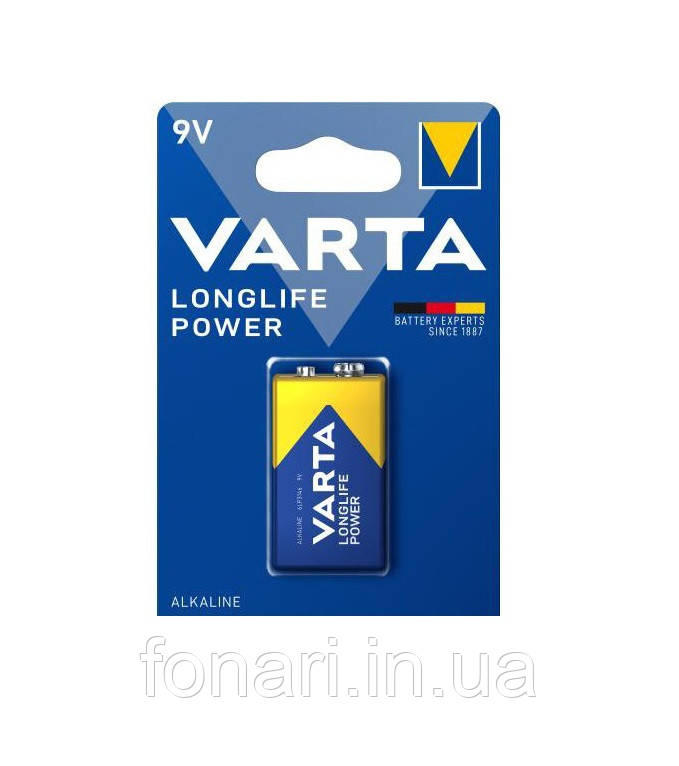 Батарейка щелочная Varta Longlife Power (High Energy), 6LR61 "крона" 9V