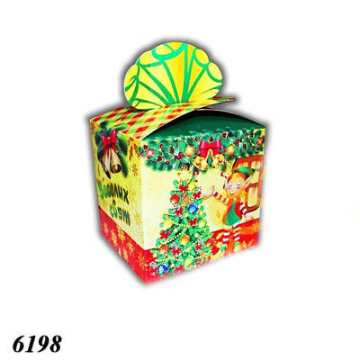 Новорічна коробка Куб Дід Мороз 800 гр (10шт)