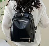 Рюкзак жіночий чорний зі шкірозамінника 370G, фото 7