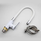 Змішувач для кухні Frap F4041 з гнучким виливом, білий/хром, фото 5