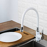 Змішувач для кухні Frap F4041 з гнучким виливом, білий/хром, фото 2