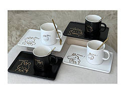 💚Чашка з блюдцем і ложкою "Happy" 230 мл